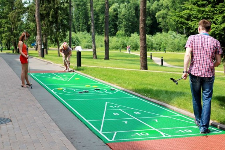 Площадка для игры в Шайборд гармонично впишется в общий ландшафтный дизайн участка