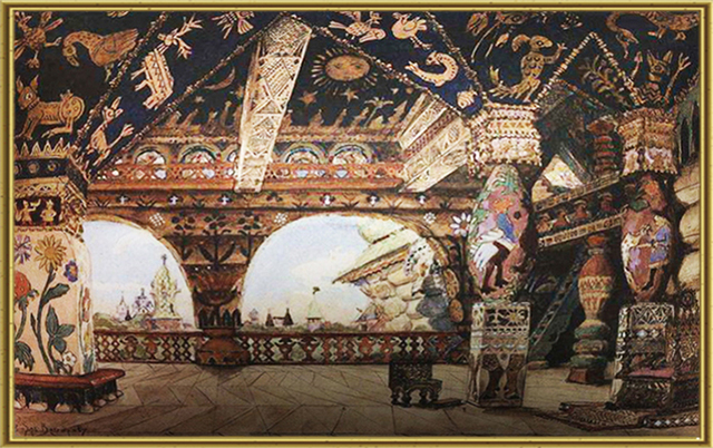 Палаты царя Берендея. Эскиз декорации к опере - Васнецов